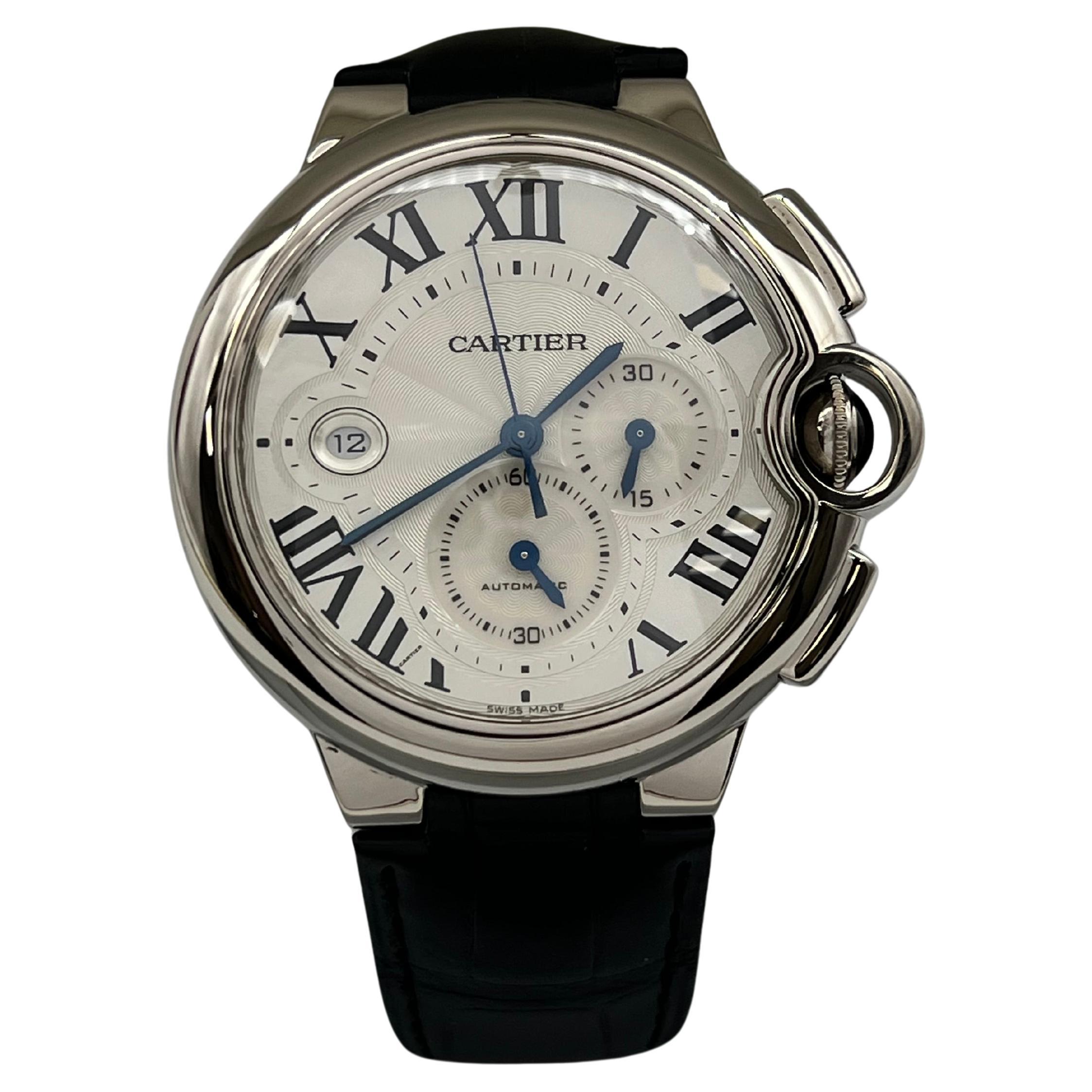 Cartier Ballon Bleu 3195 W6920005 42mm Chronograph 18K White Gold Box Paper