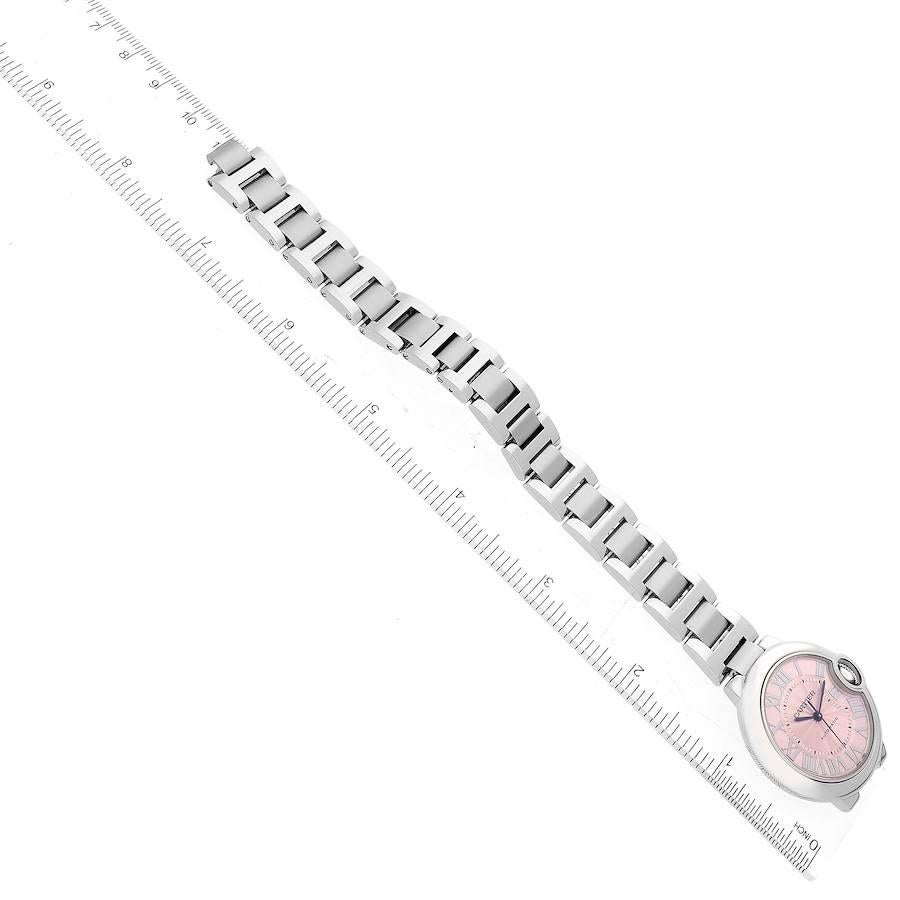 Cartier Ballon Bleu 33 Midsize Steel Pink Dial Ladies Watch W6920100 Box Papers 1