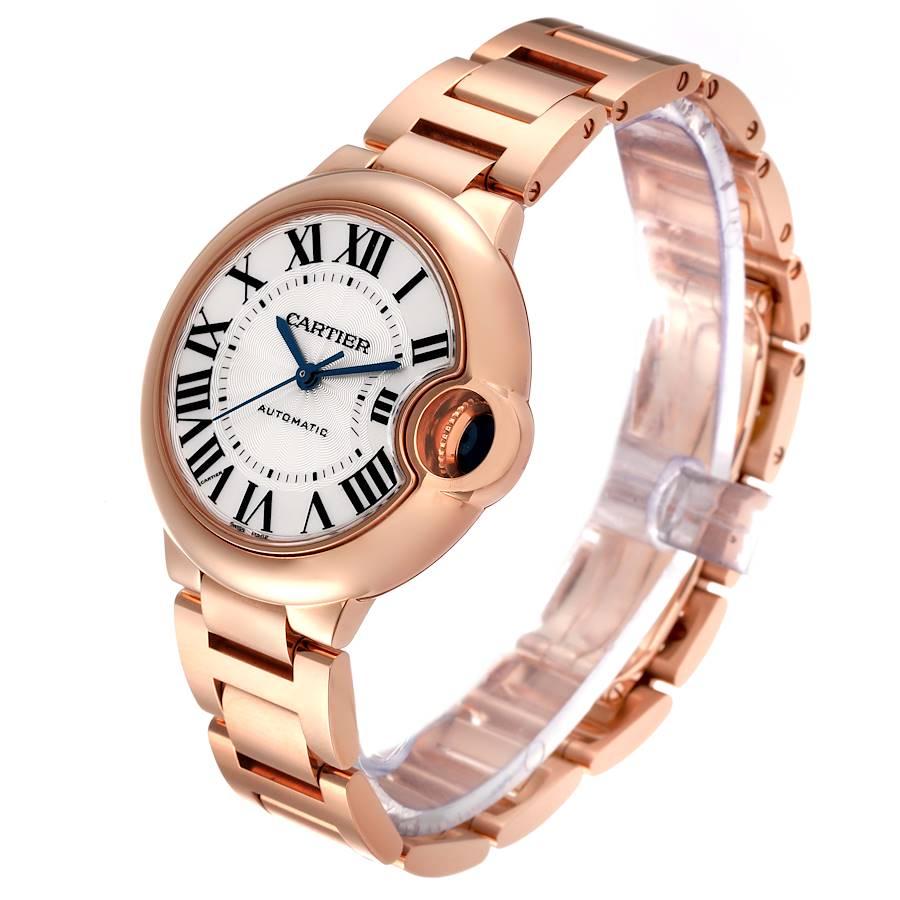 Cartier Ballon Bleu Automatik Roségold Silber Zifferblatt Damenuhr WGBB0042 Herren