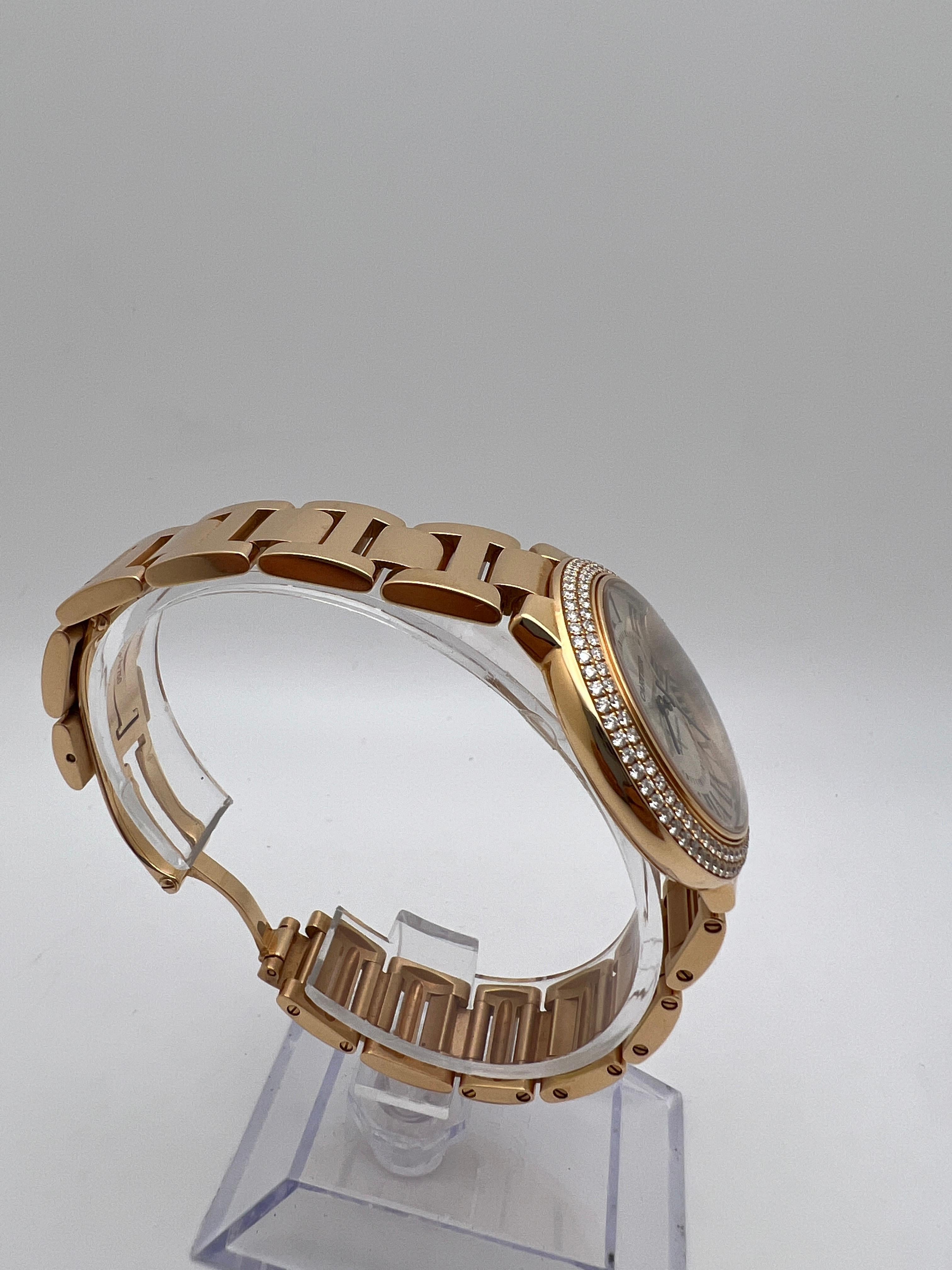 Cartier Ballon Bleu 33mm 18K Oro Rosa Bisel Fábrica Diamante WE902064 Caja Papeles en venta 3