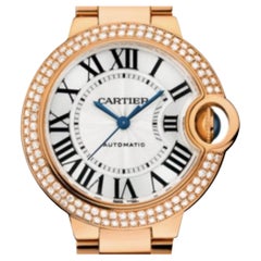 Cartier Ballon Bleu 33mm 18K Rose Gold Factory Diamond Bezel WE902064 Box Papers