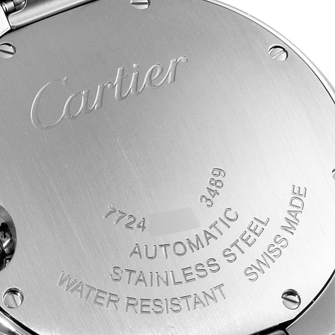 Cartier Ballon Bleu 33mm Automatic Diamond Steel Watch WE902074 Box Papers 2