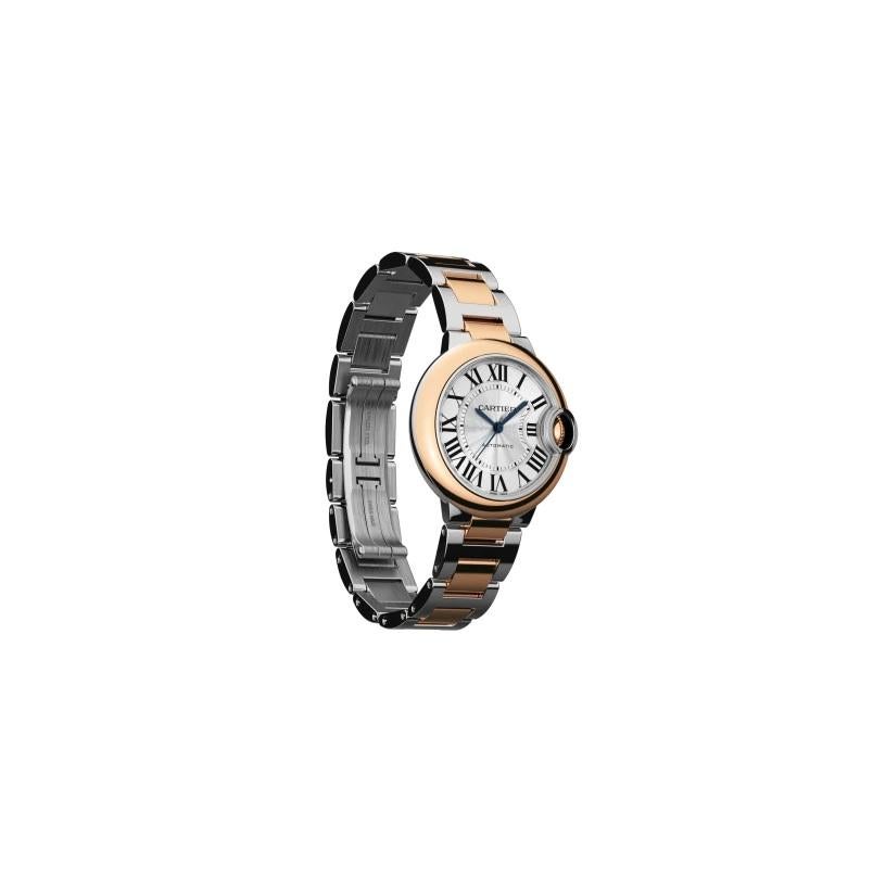 Women's or Men's Cartier Ballon Bleu Automatic Pink Gold and Steel Ladies Watch W2BB0023
