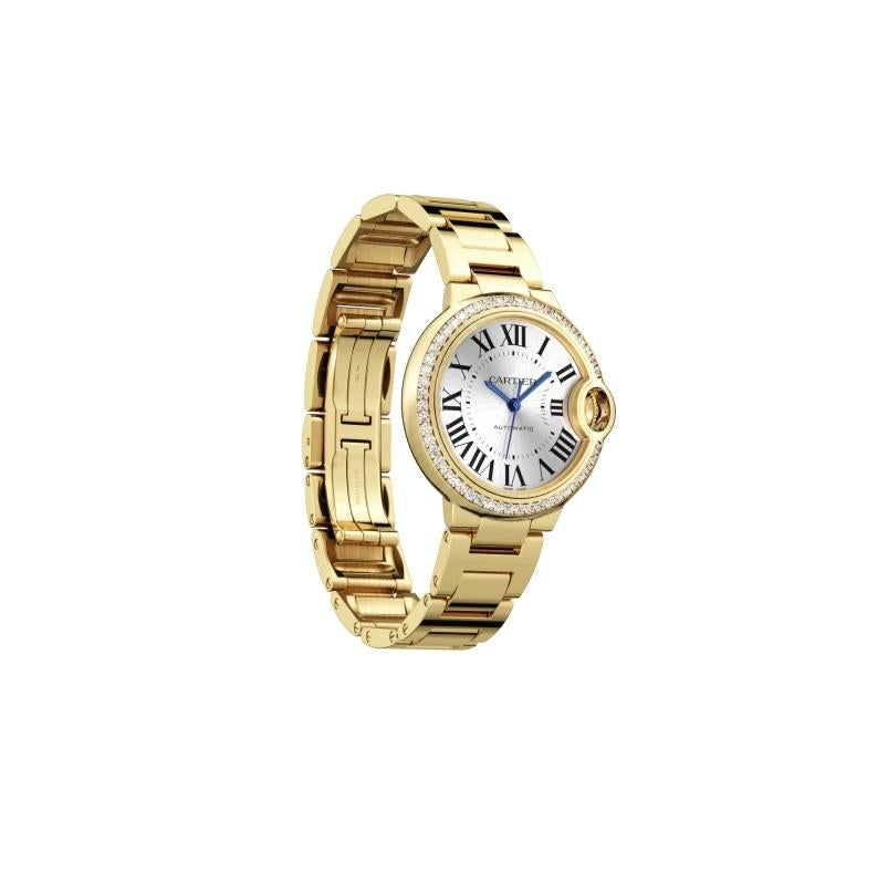 Cartier Ballon Bleu Automatic Yellow Gold and Diamond Watch WJBB0042 In New Condition In Wilmington, DE