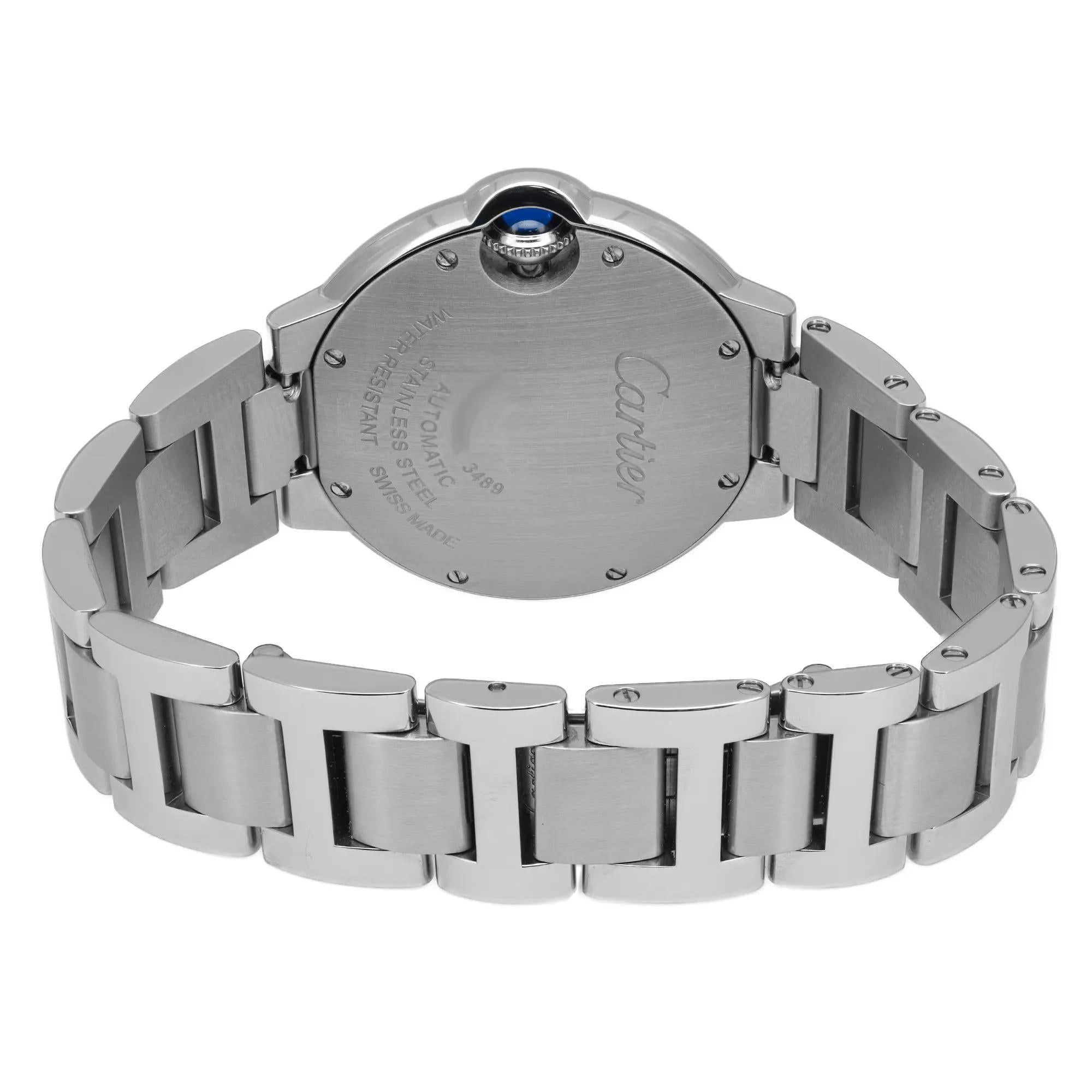 Rare Cartier Ballon Bleu 33mm Red Dial Steel Ladies Automatic Watch 3489 en vente 1