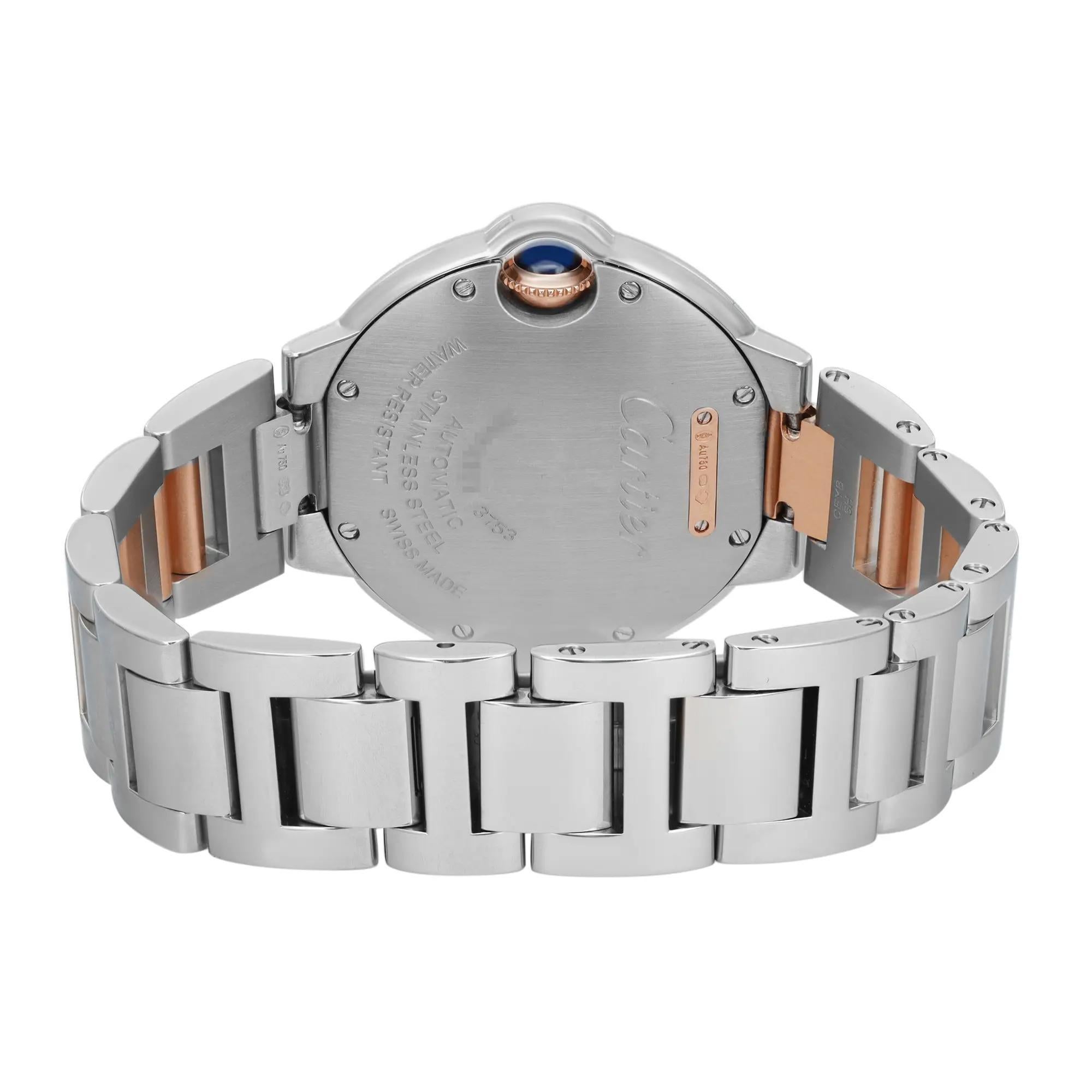 Cartier Ballon Bleu 33mm Roségold Stahl Diamant MOP Zifferblatt Uhr WE902077 Damen