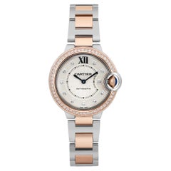 Cartier Ballon Bleu 33mm Roségold Stahl Diamant MOP Zifferblatt Uhr WE902077