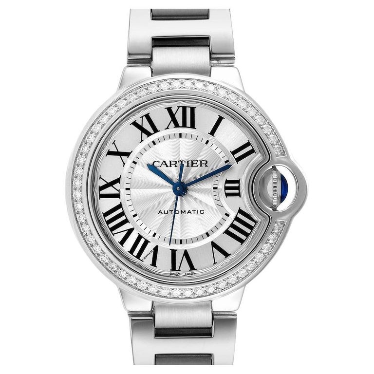 Cartier Montre Ballon Bleu 33mm avec en acier et diamants pour femmes W4BB0016 Boîte
