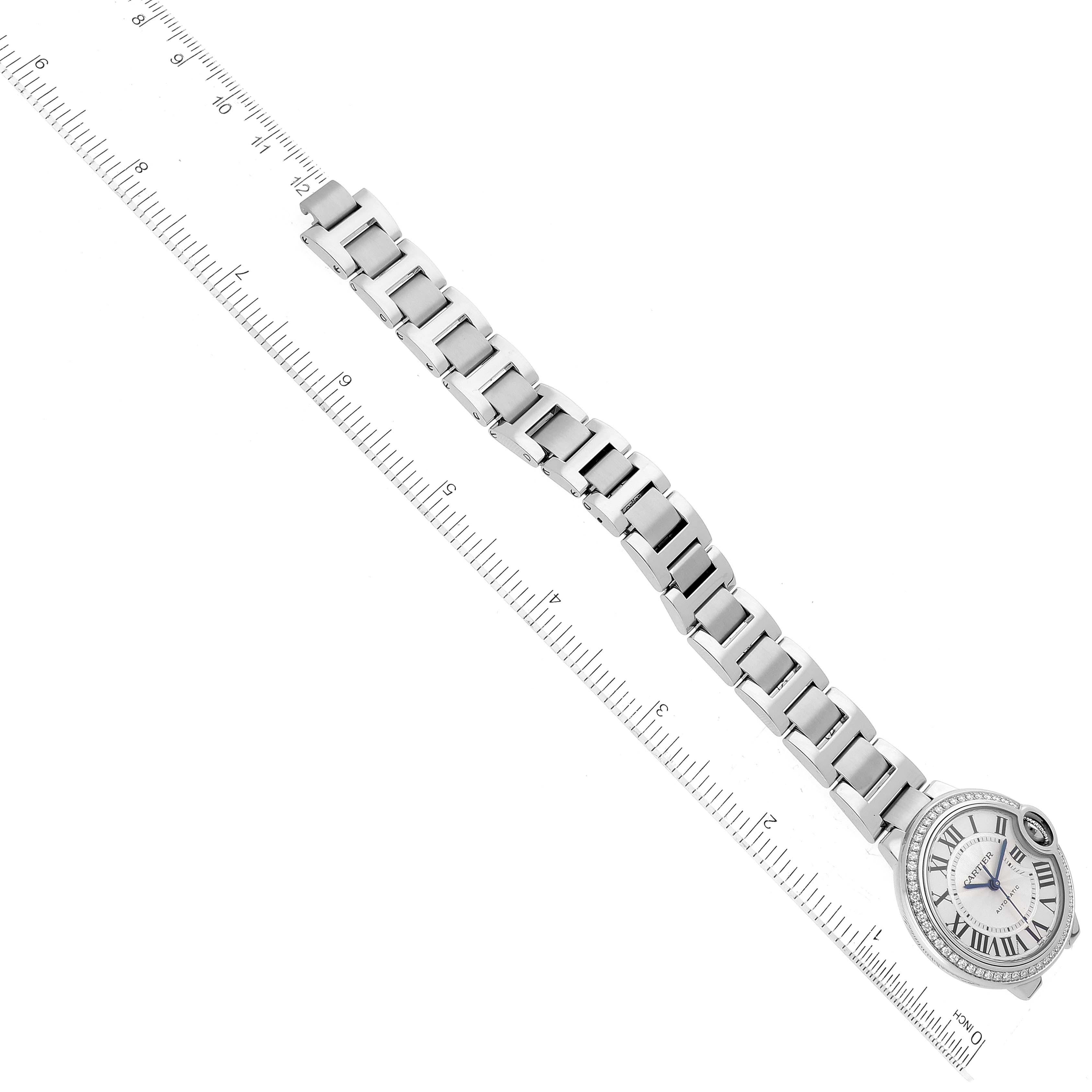Cartier Ballon Bleu 33mm Steel Diamond Bezel Ladies Watch W4BB0016 Papers For Sale 1