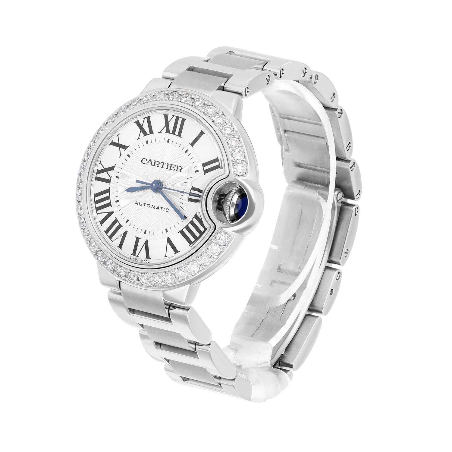 Cartier Ballon Bleu 33mm Women's Watch W6920071 with Diamond Bezel 2