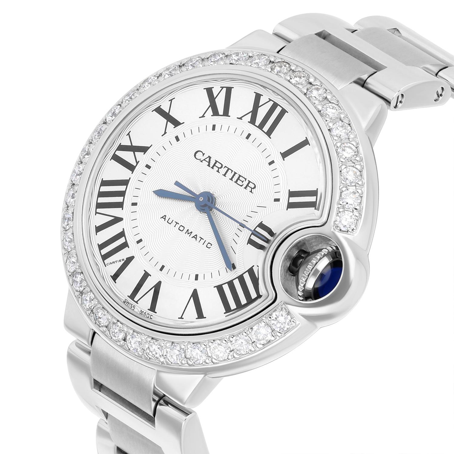 Cartier Ballon Bleu 33mm Women's Watch W6920071 with Diamond Bezel 3