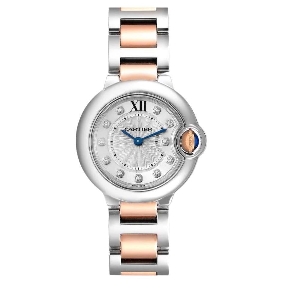 Cartier: Ballon Bleu 348 18k Roségold / Stahl-Diamant-Zifferblattuhr