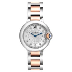 Cartier Ballon Bleu 348 18k Rose Gold / Steel Diamond Dial Watch