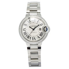 Cartier Ballon Bleu 3489 W4BB0016 Stainless Factory Diamond Bezel Automatic 33mm