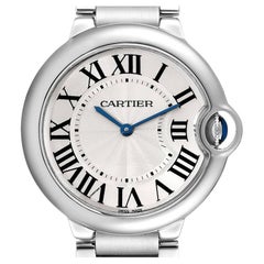 Cartier Ballon Bleu 36 Midsize Silver Guilloche Dial Mens Watch W69011Z4