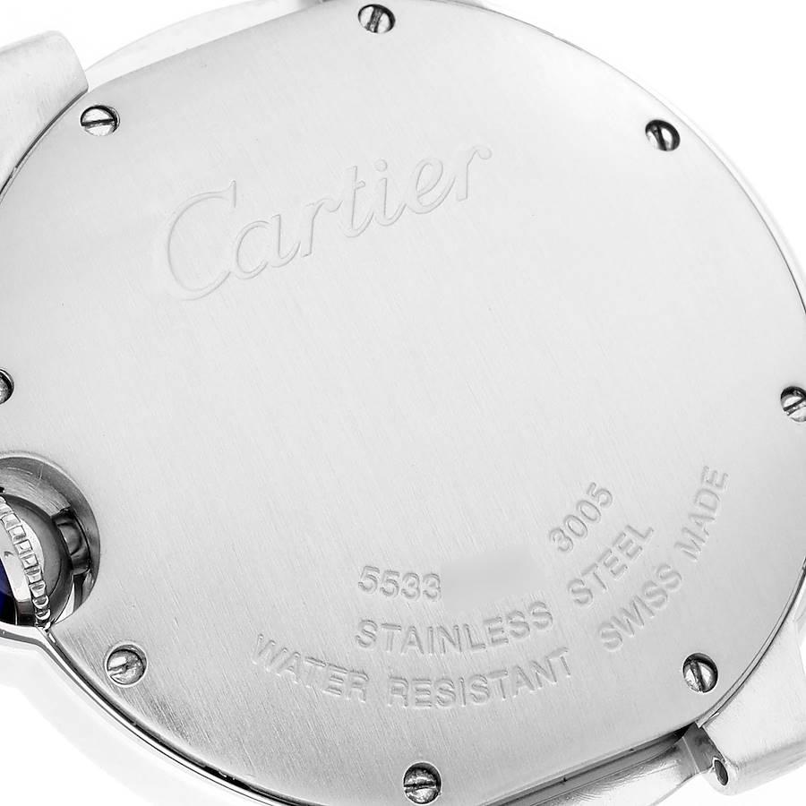 Cartier Ballon Bleu 36 Midsize Silver Guilloche Dial Watch W69011Z4 For Sale 1