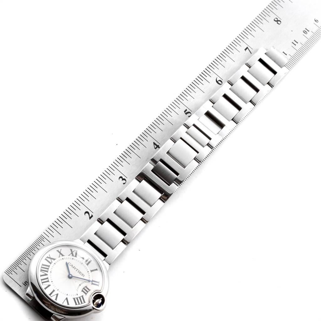 Cartier Ballon Bleu 36 Midsize Silver Guilloche Dial Watch W69011Z4 For Sale 2