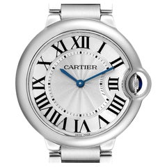 Cartier Ballon Bleu 36 Midsize Silver Guilloche Dial Watch W69011Z4