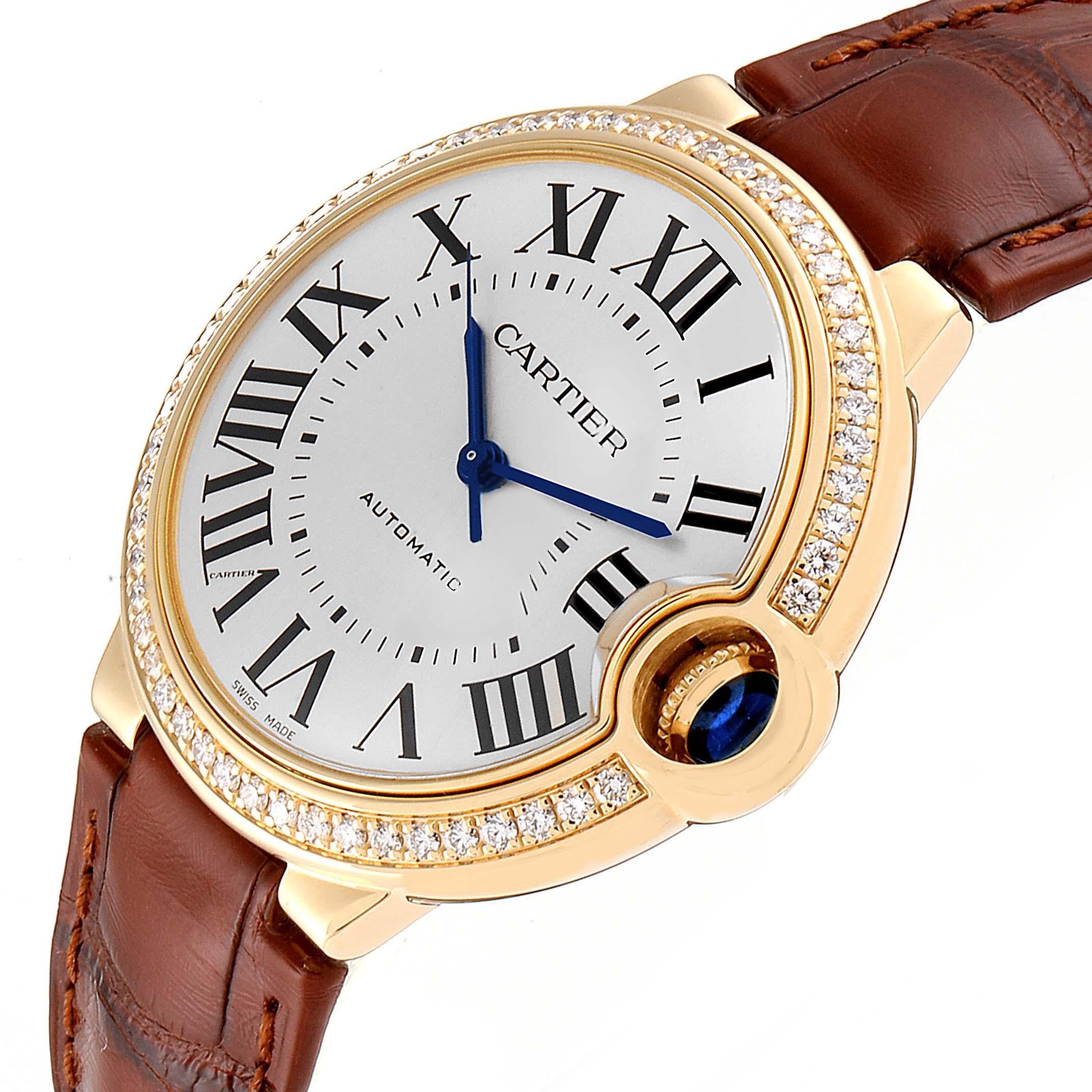 Women's Cartier Ballon Bleu Midsize Yellow Gold Diamond Watch WE900451 Unworn For Sale