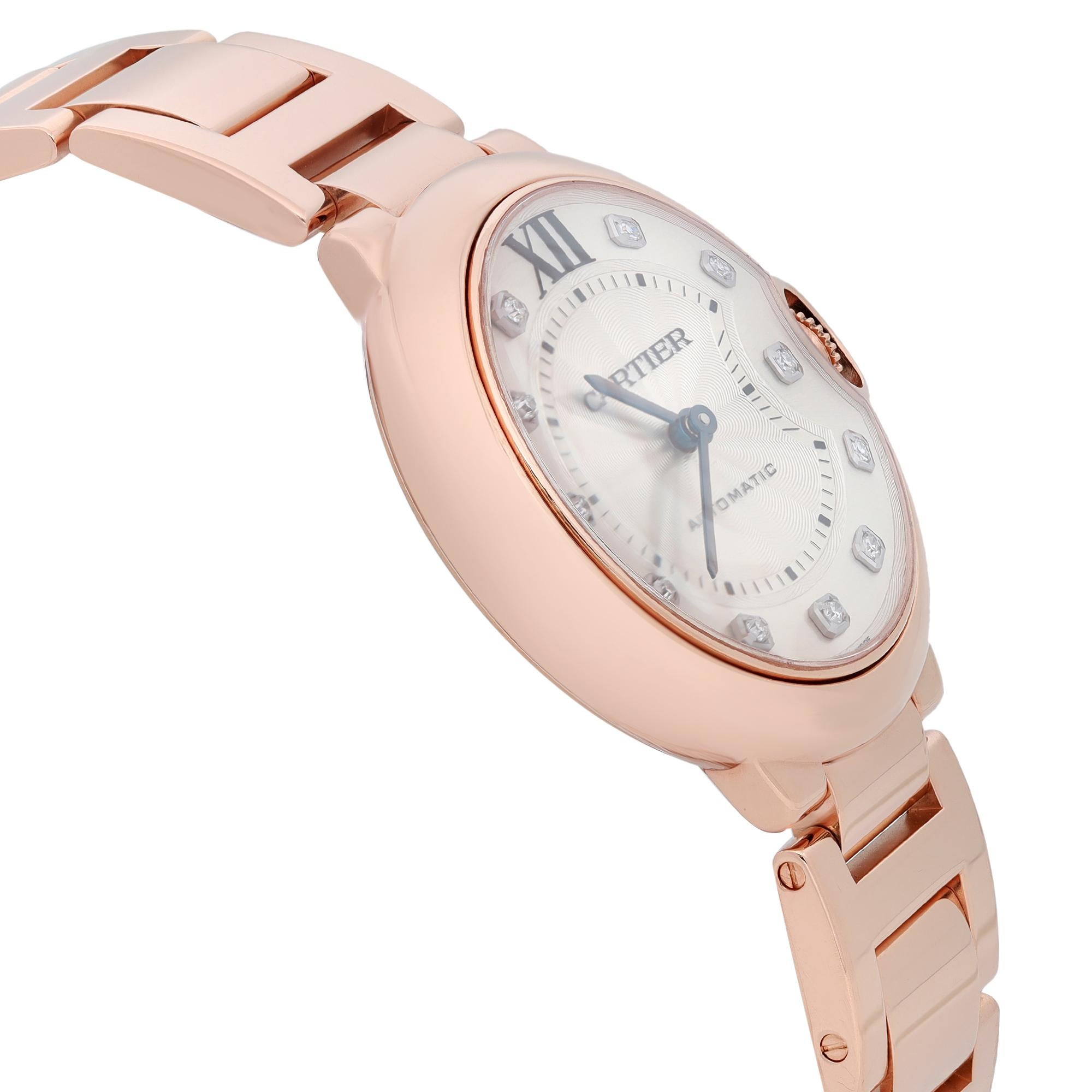 De las mujeres Reloj Cartier Ballon Bleu 36 mm Oro rosa 18 quilates Diamante Esfera plateada Mujer WE902026 en venta