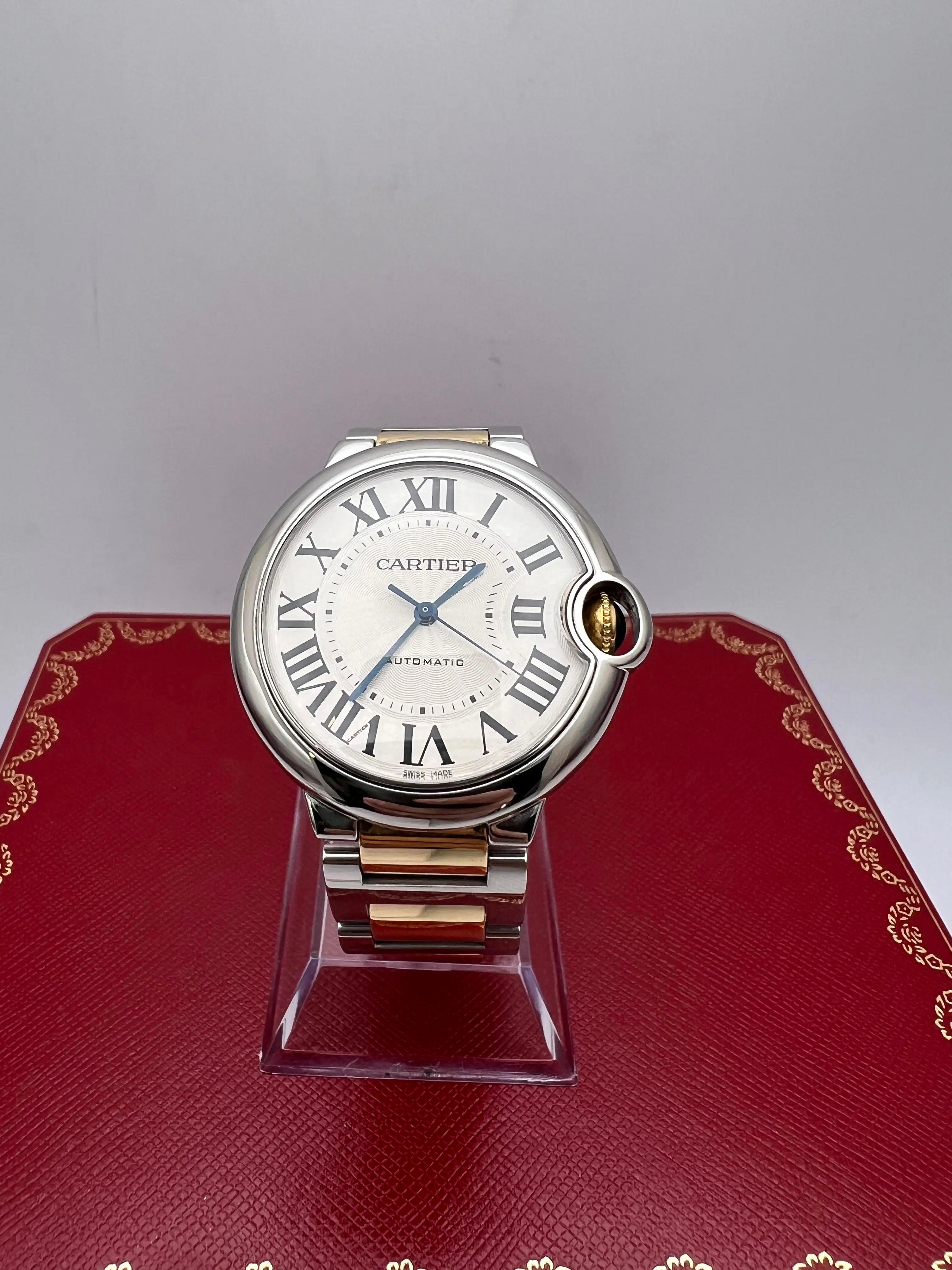 Cartier Ballon Bleu 36mm 18K Oro Amarillo Acero Plata Esfera Caja Papeles W6920047 en venta 2