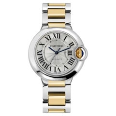Cartier Ballon Bleu 36 mm or jaune 18 carats acier argenté boîte papiers W6920047