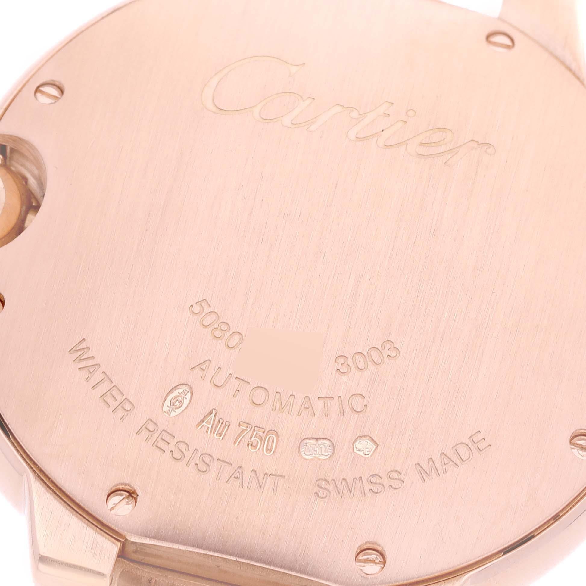 Cartier Ballon Bleu 36mm Automatic Rose Gold Diamond Mens Watch WE9005Z3 In Excellent Condition In Atlanta, GA