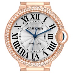 Cartier Ballon Bleu 36mm Automatic Rose Gold Diamond Mens Watch WE9005Z3