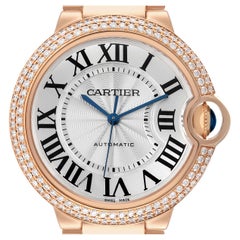 Cartier Ballon Bleu 36mm Automatic Rose Gold Diamond Mens Watch WE9005Z3