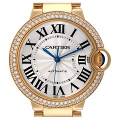 Cartier Ballon Bleu 36mm Automatic Yellow Gold Diamond Watch WE9004Z3 Box Papers