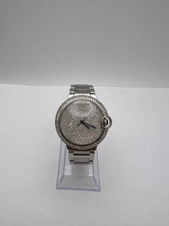 Cartier Ballon Bleu 36mm Custom Diamond Bezel and Full Pavé Dial W6920046