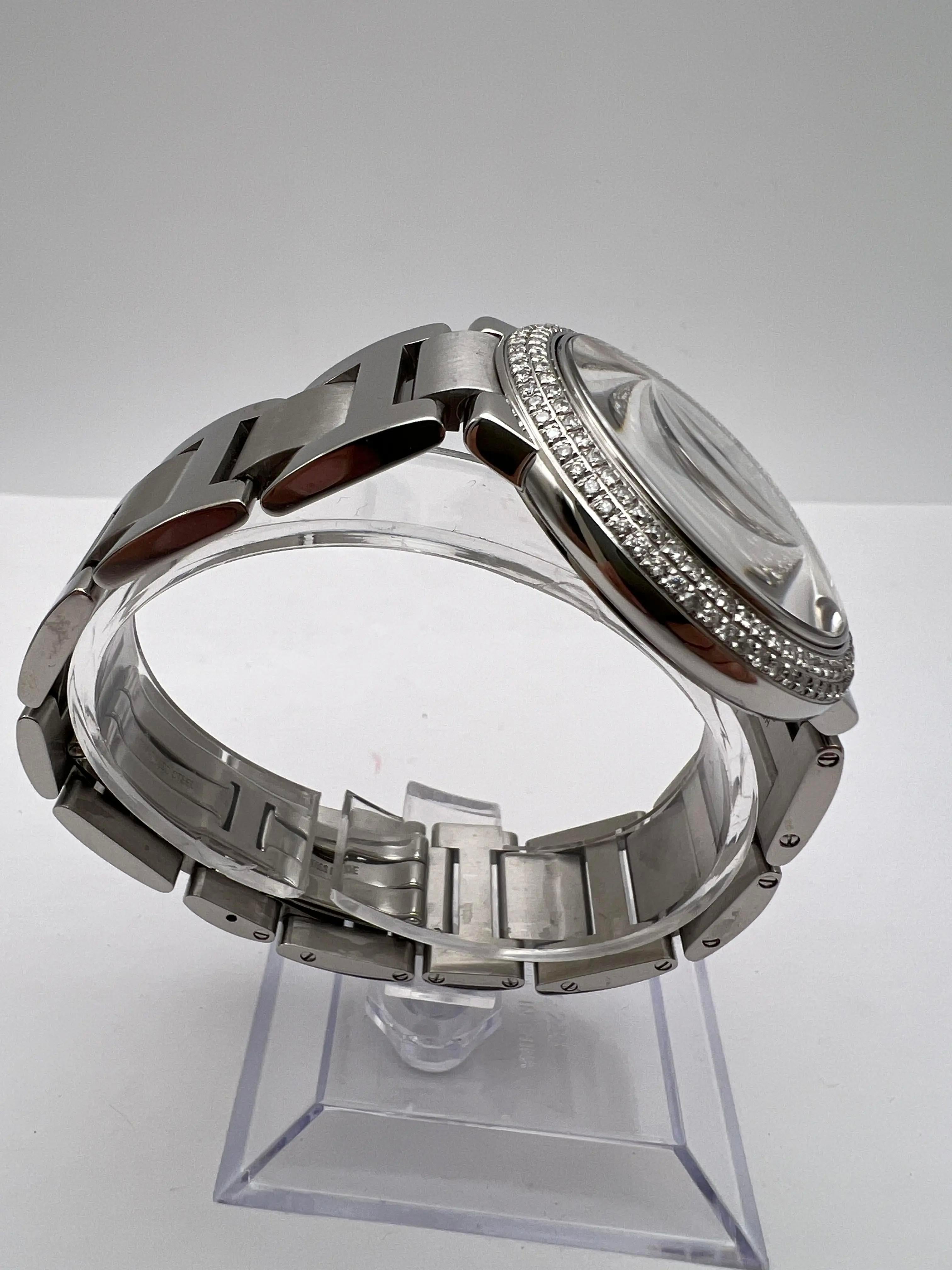 Cartier Ballon Bleu 36mm Lunette diamantée personnalisée et cadran entièrement pavé W6920046 en vente 3