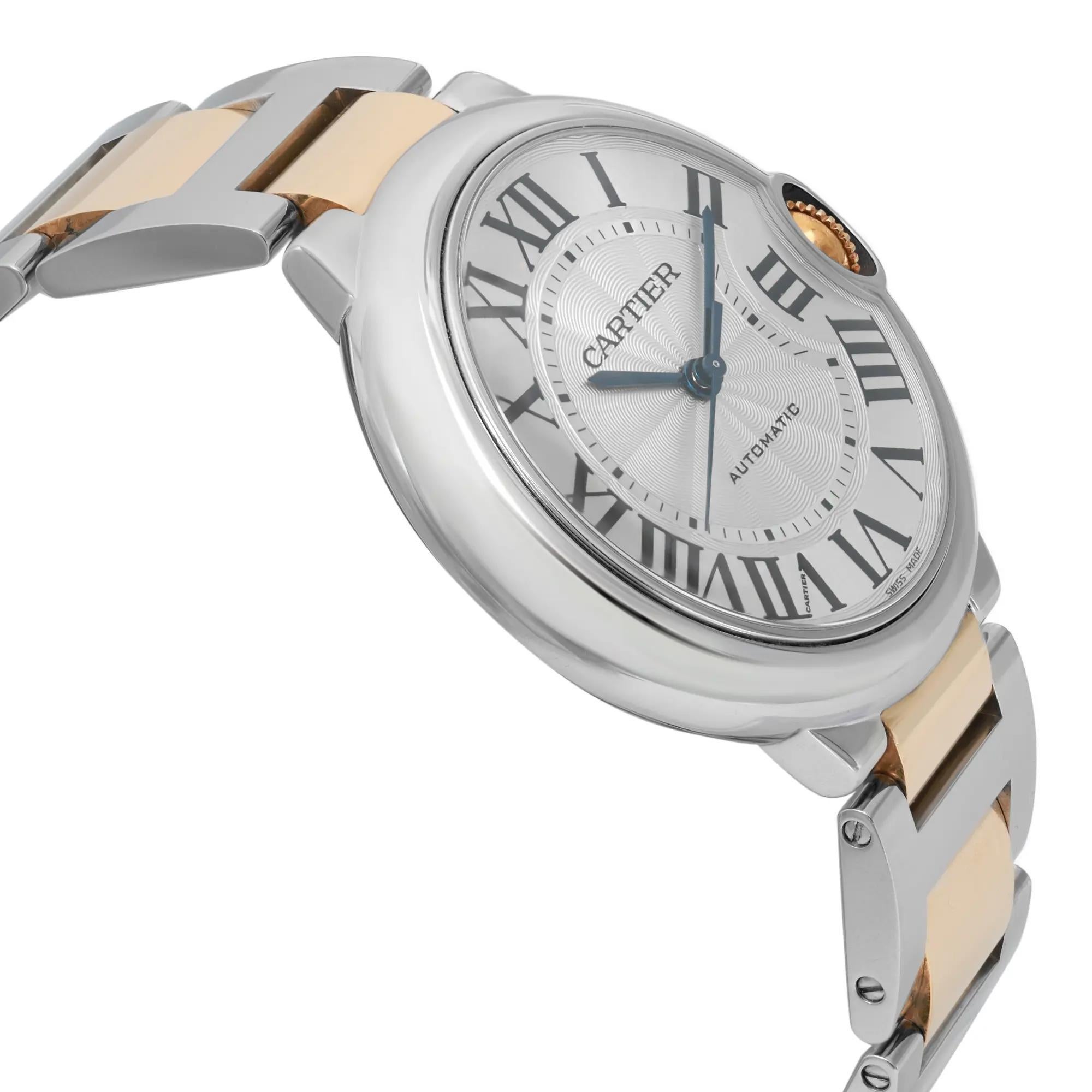Cartier Ballon Bleu 36MM Gold Steel Silver Dial Automatic Unisex Watch W2BB0012 1