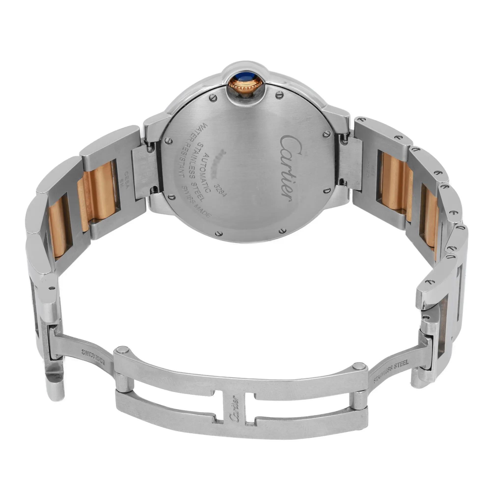Cartier Ballon Bleu 36MM Gold Steel Silver Dial Automatic Unisex Watch W2BB0012 2