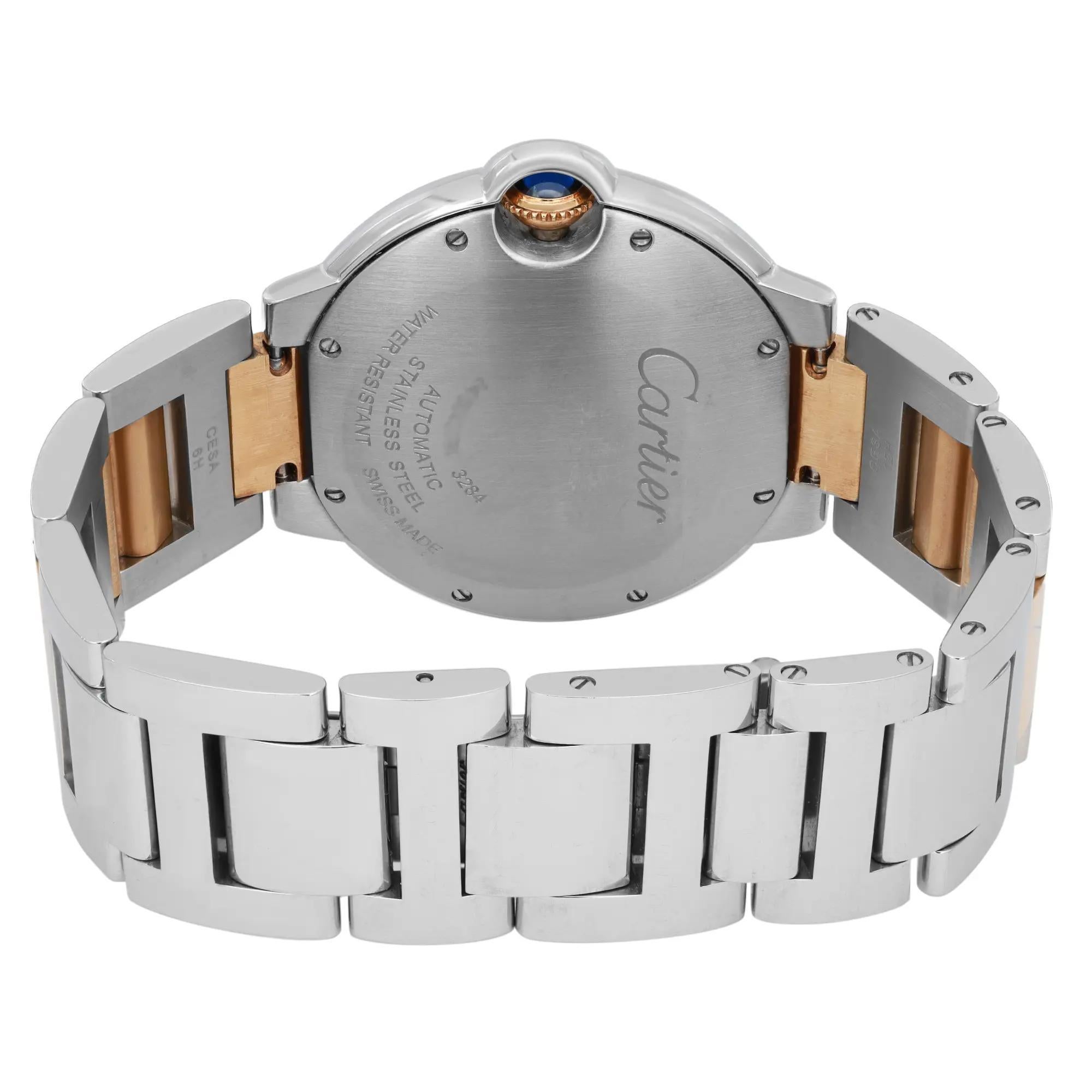 Cartier Ballon Bleu 36MM Gold Steel Silver Dial Automatic Unisex Watch W2BB0012 3