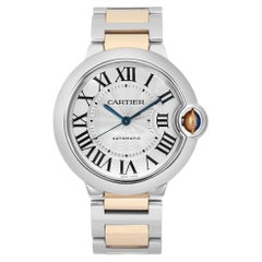 Cartier Ballon Bleu 36MM Gold Steel Silver Dial Automatic Unisex Watch W2BB0012