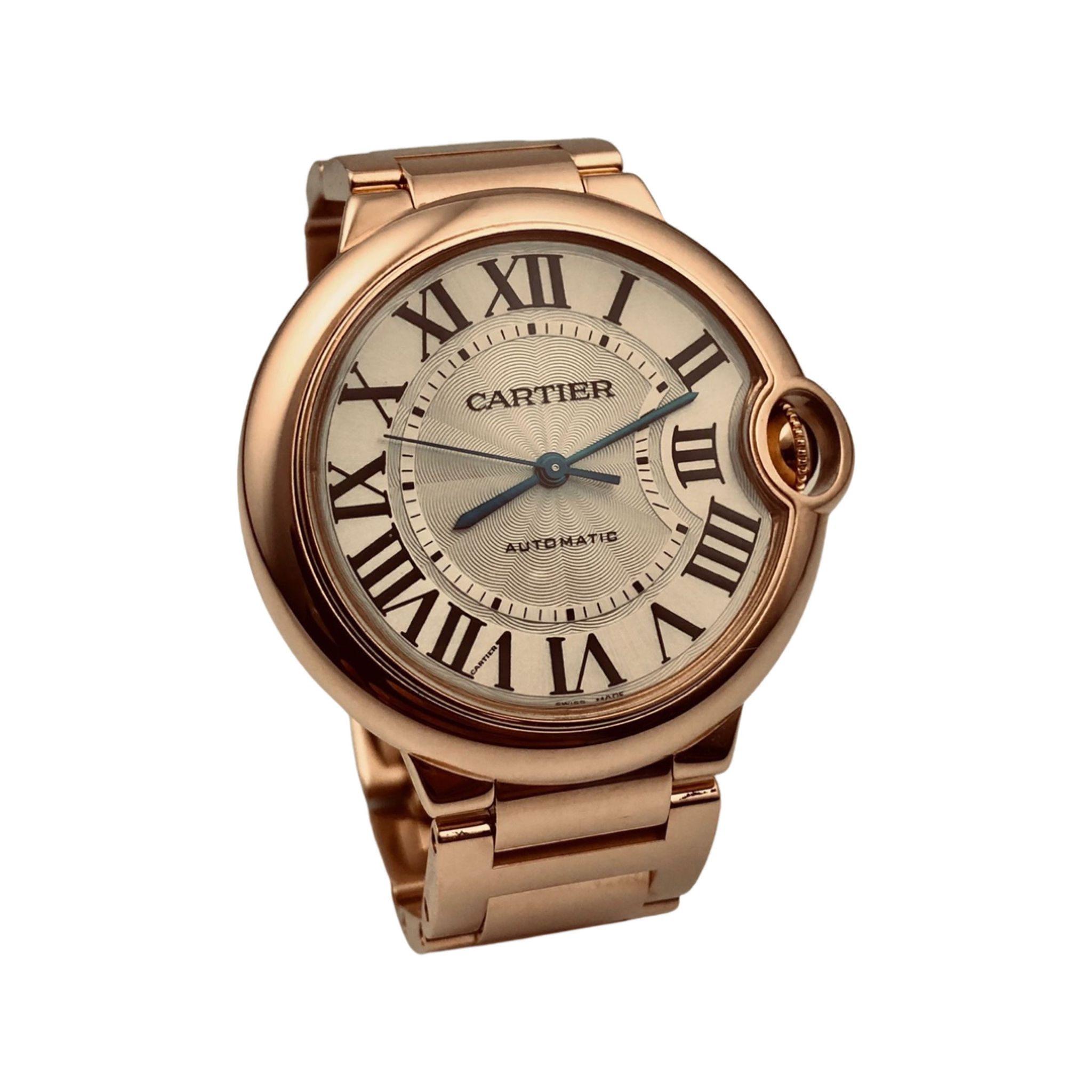 Cartier: 18 Karat Roségold Uhr Cartier Ballon Bleu, Ref. WGBB0008 3003 im Zustand „Hervorragend“ im Angebot in Miami, FL