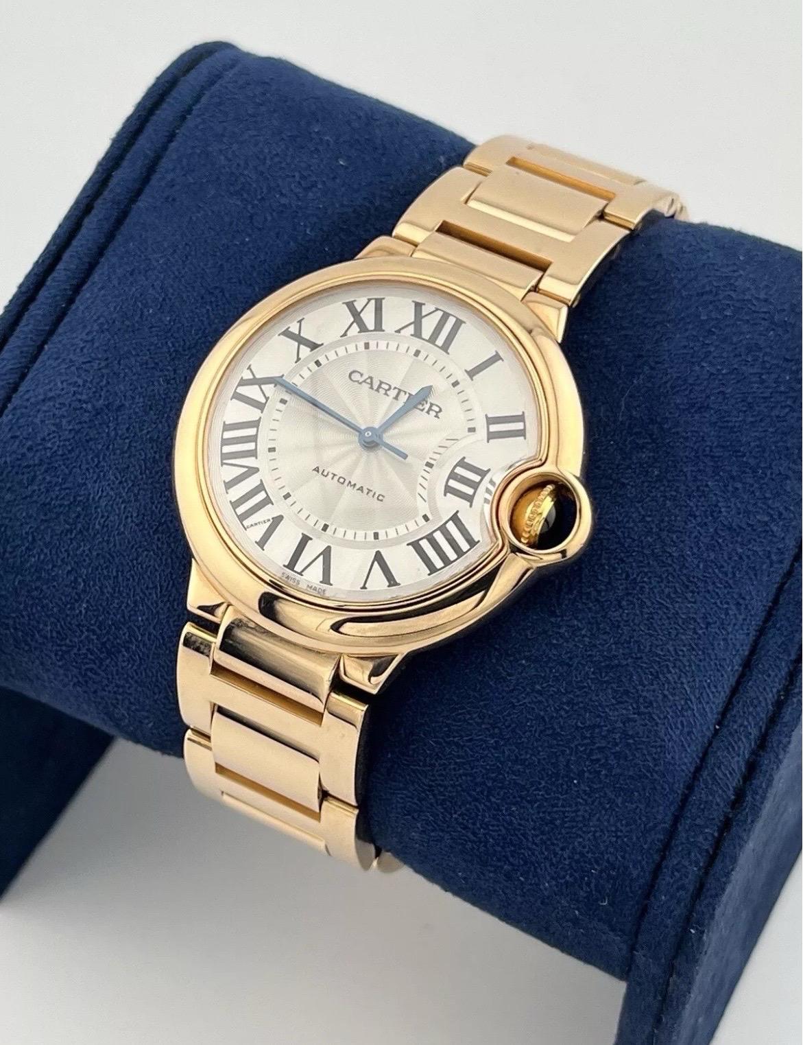 Orologio Cartier Ballon Bleu 36 mm Midsize 3003 W69004Z2 Oro rosa 18 carati in vendita 3