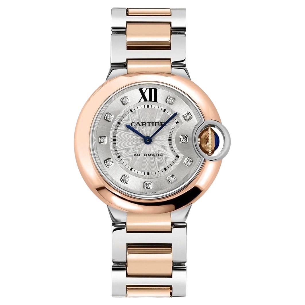 Cartier Montre Ballon Bleu 36 mm en or rose, argent et diamants W3BB0007