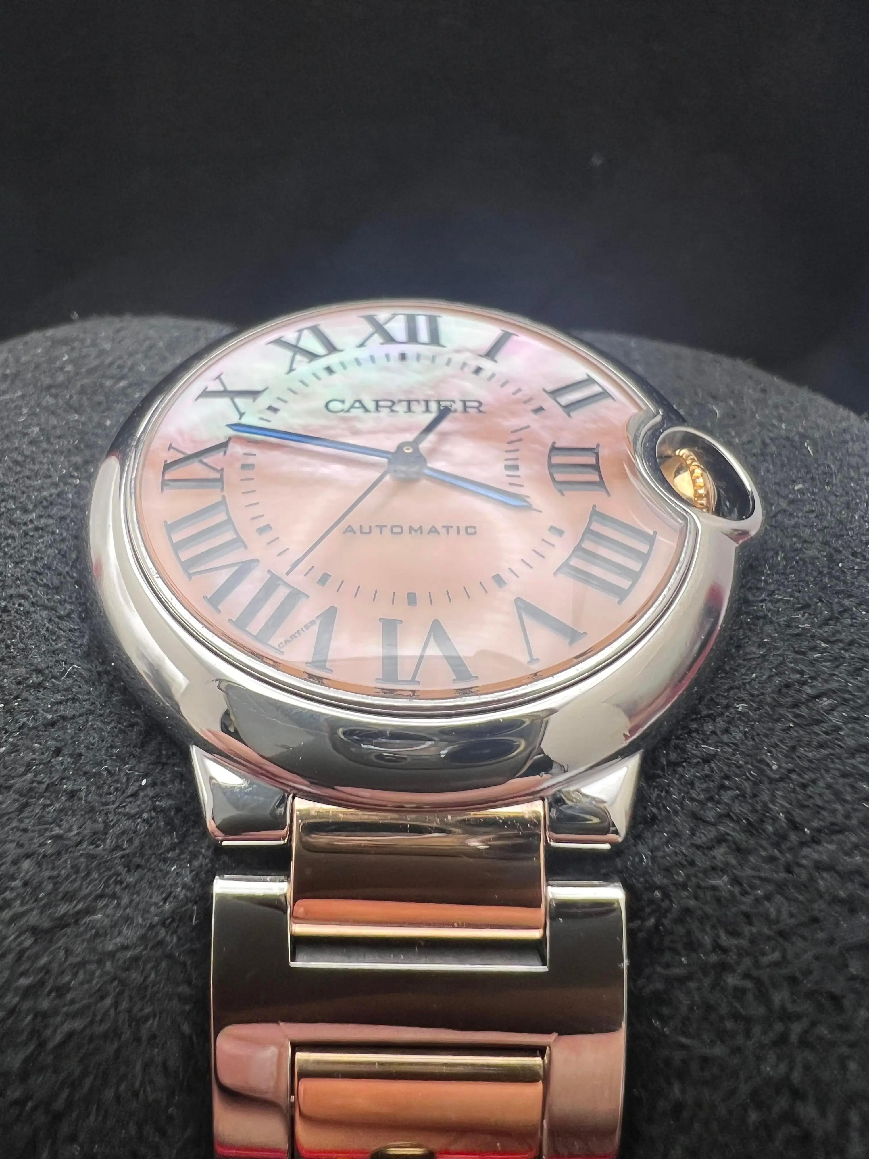 Cartier Ballon Bleu 36 mm W2BB0011 18 carats or rose bicolore rose avec cadran MOP rose en vente 1