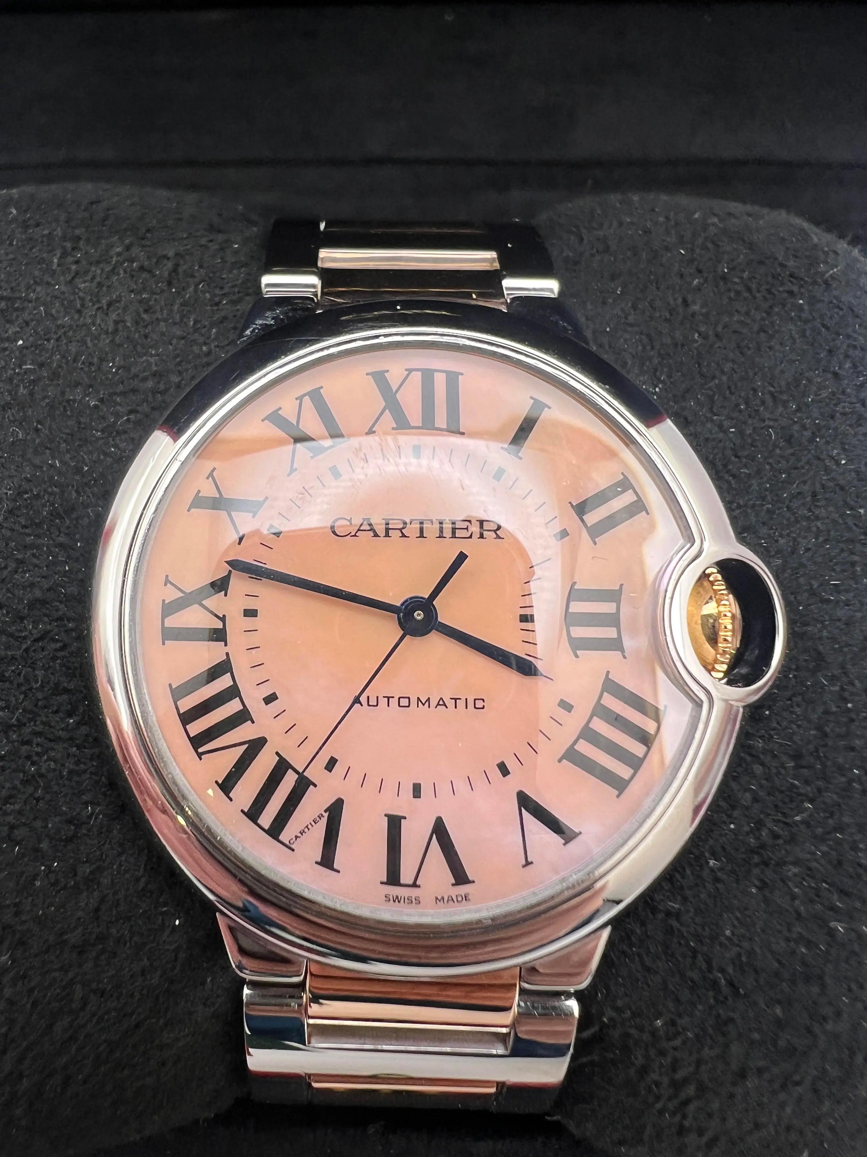 Cartier Ballon Bleu 36 mm W2BB0011 18 carats or rose bicolore rose avec cadran MOP rose en vente 2