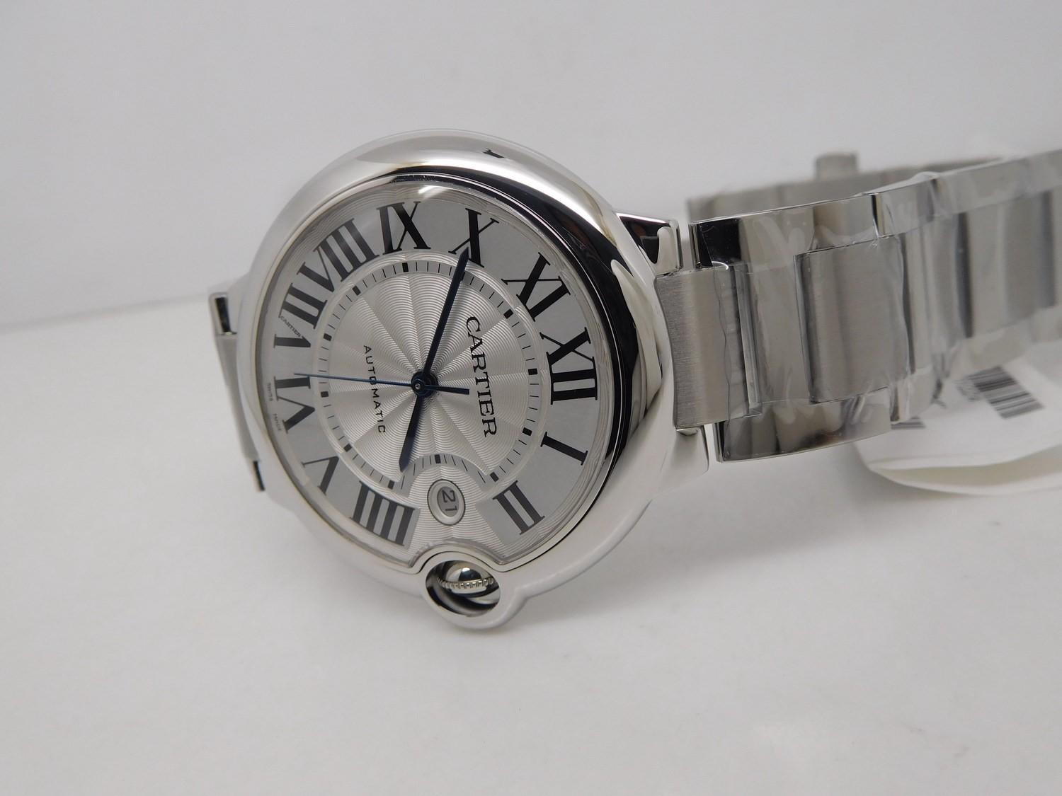 Contemporary Cartier Ballon Bleu 3765 W69012Z4 Men’s Automatic Watch with Box and Papers For Sale