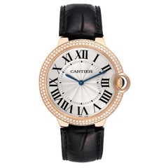 Cartier Ballon Bleu Rose Gold Diamond Mens Watch WE902055