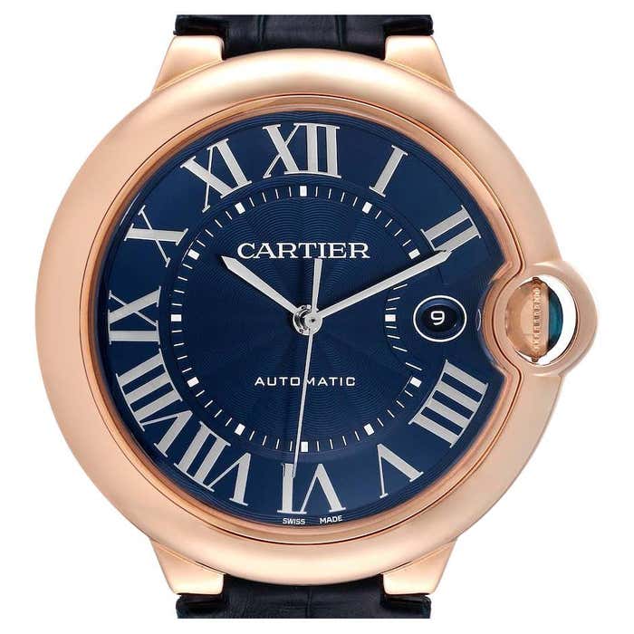 Cartier Ballon Bleu 42 Automatic Blue Dial Rose Gold Mens Watch ...