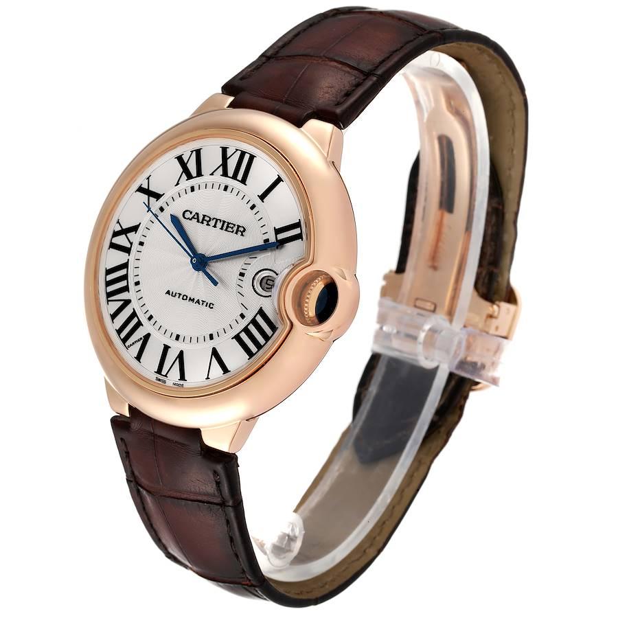 Cartier Ballon Bleu 42 mm Rose Gold Automatic Mens Watch W6900651 In Excellent Condition In Atlanta, GA