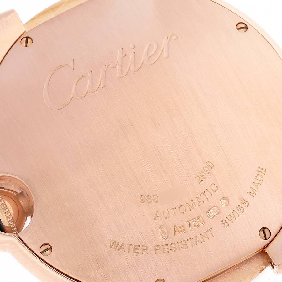 Cartier Ballon Bleu 42 mm Rose Gold Automatic Mens Watch W6920037 Box Card In Excellent Condition For Sale In Atlanta, GA