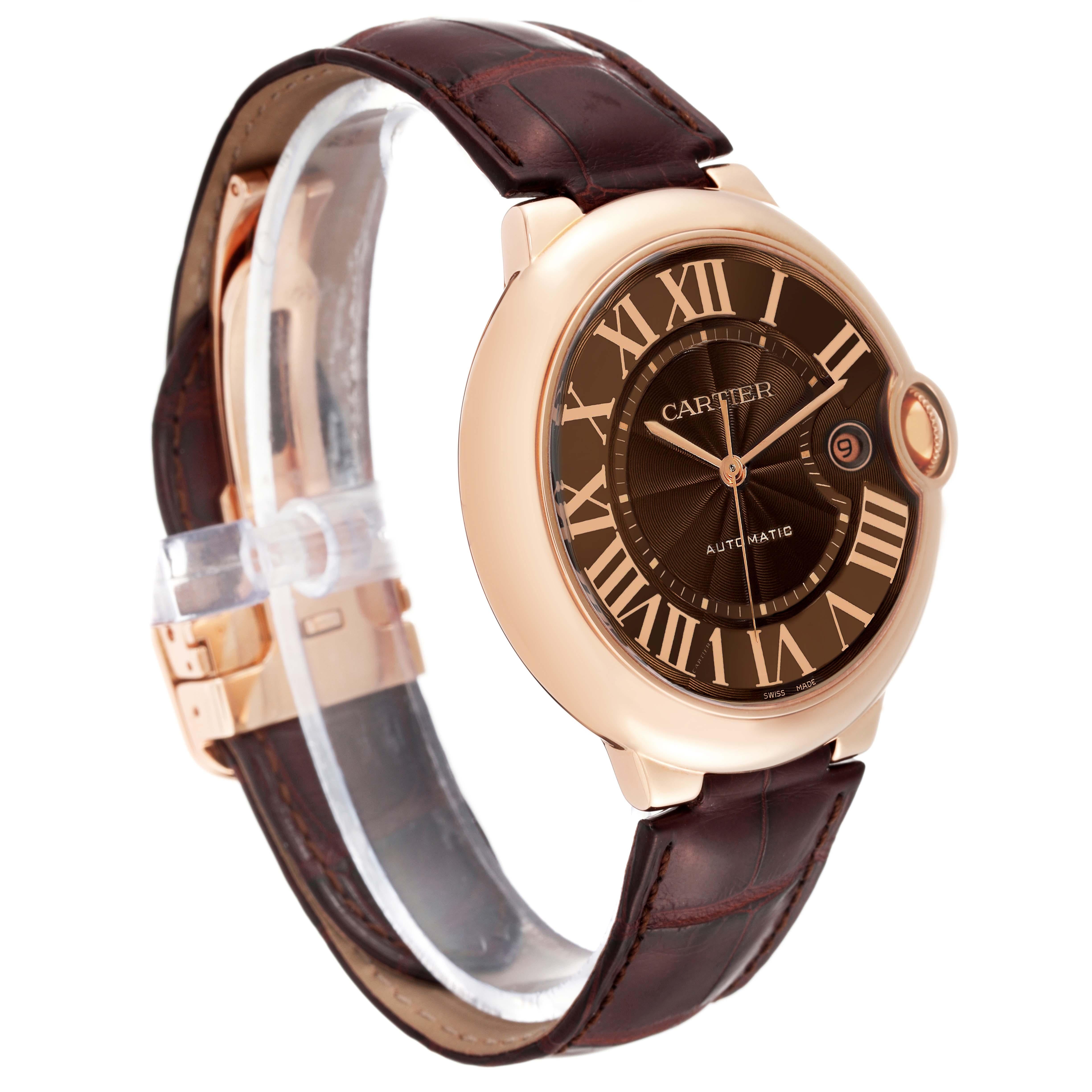 Cartier Ballon Bleu 42 mm Rose Gold Automatic Mens Watch W6920037 In Excellent Condition For Sale In Atlanta, GA