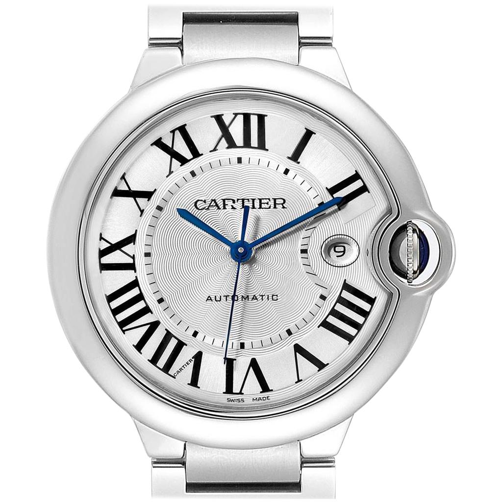 Cartier Ballon Bleu 42 Silver Dial Automatic Steel Unisex Watch W69012Z4 For Sale