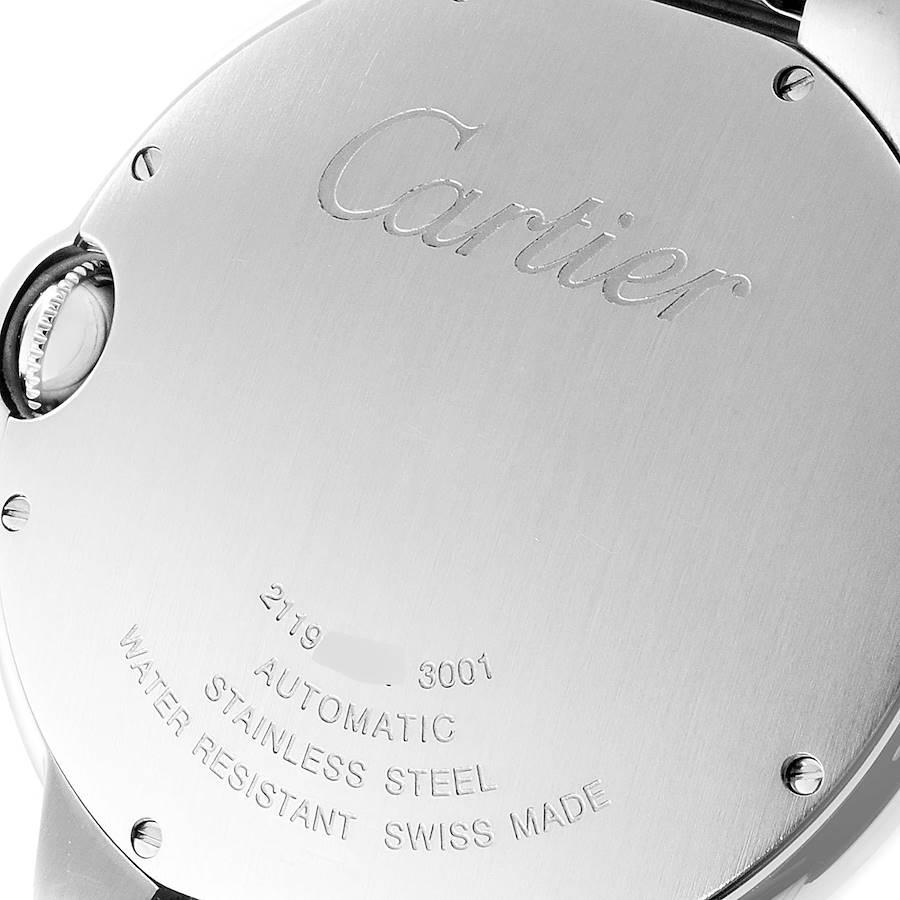 Cartier Ballon Bleu 42 Steel Automatic Silver Dial Watch W69012Z4 Box Papers In Excellent Condition In Atlanta, GA