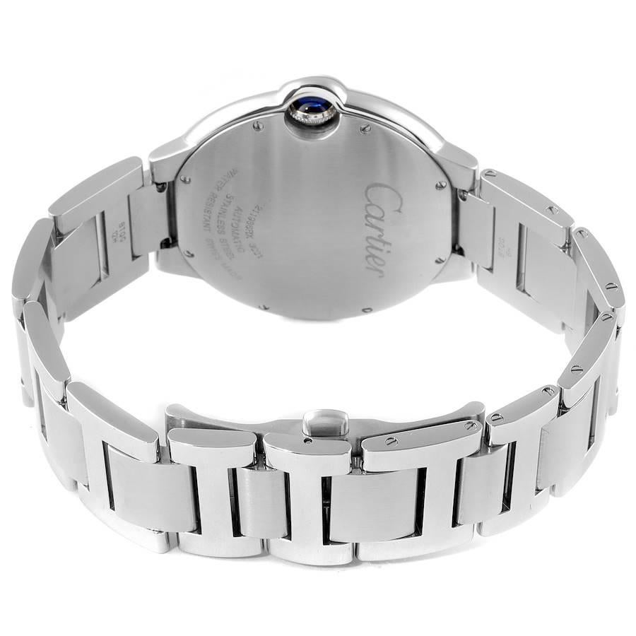 Men's Cartier Ballon Bleu 42 Steel Automatic Silver Dial Watch W69012Z4 Box Papers